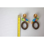 Dolce & Gabbana Multicolor Parrot Wood Brass Crystal Embellished Earrings SMY101253