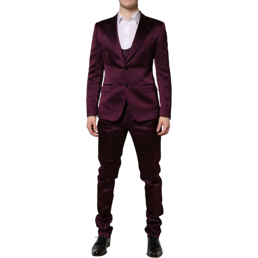Dolce & Gabbana Dark Purple Silk 3Piece Single Breasted Suit KOS2331-50