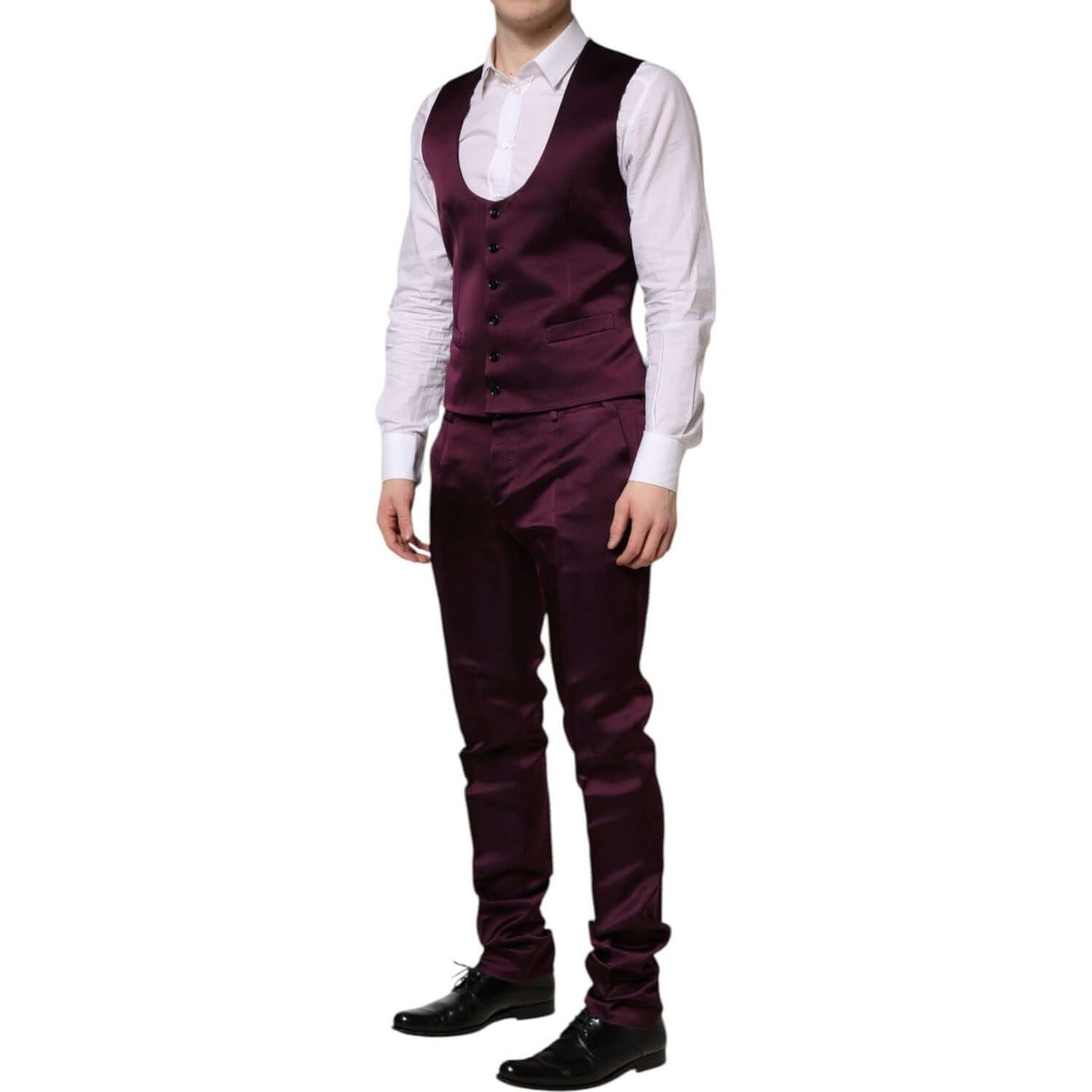 Dolce & Gabbana Dark Purple Silk 3Piece Single Breasted Suit KOS2331-50