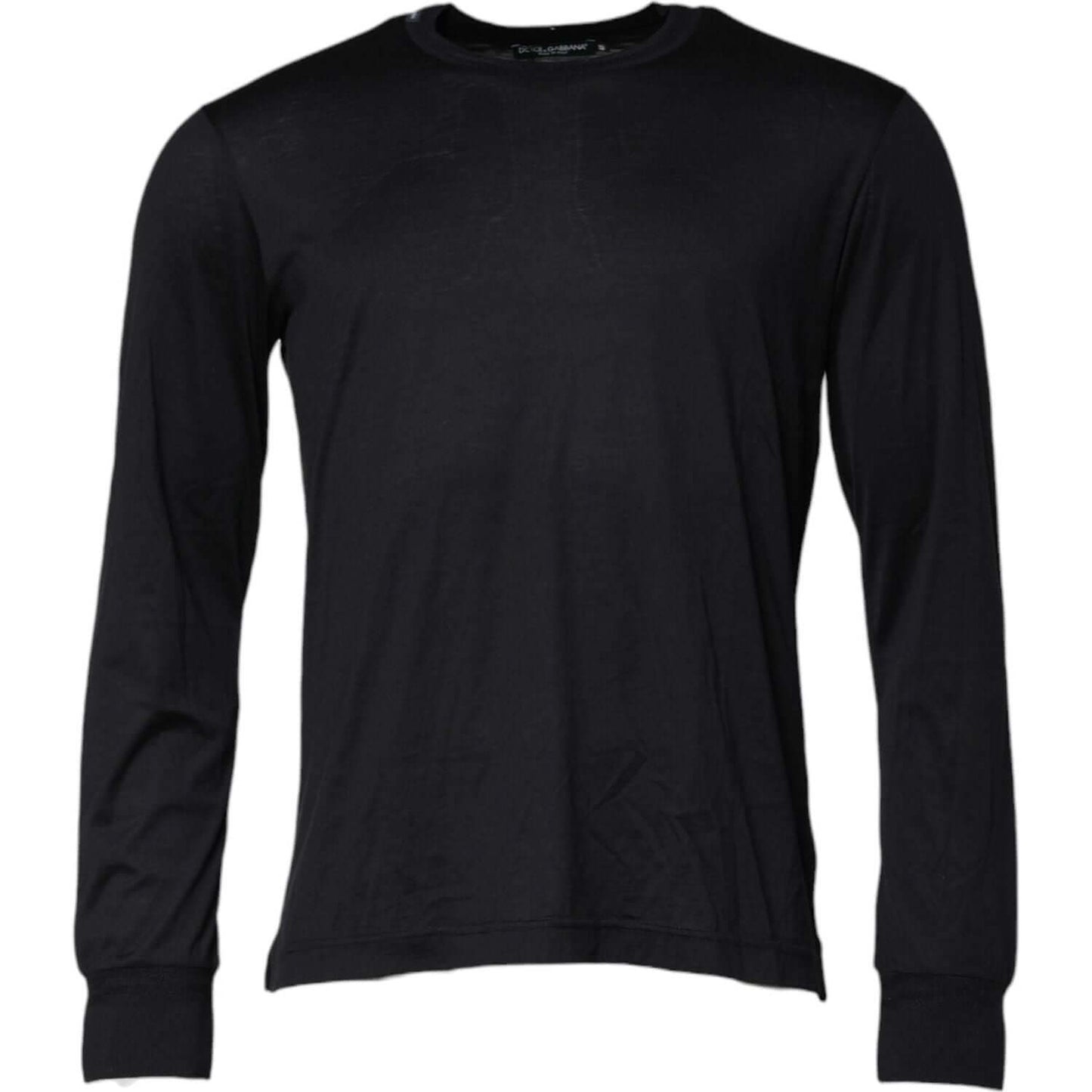 Dolce & Gabbana Dark Blue Silk Crew Neck Men Pullover Sweater TSH90600-44