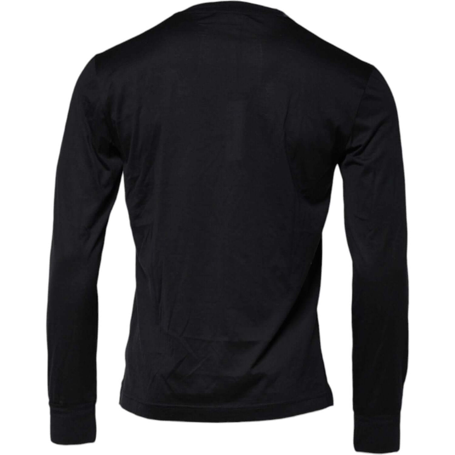 Dolce & Gabbana Dark Blue Silk Crew Neck Men Pullover Sweater TSH90600-44