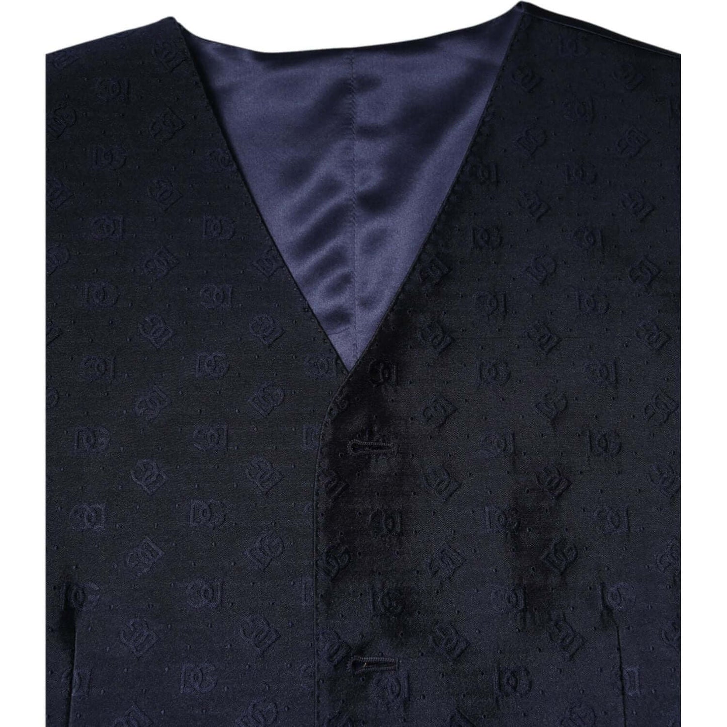 Dolce & Gabbana Dark Blue Logo Wool Formal Men Waistcoat Vest TSH90460-48