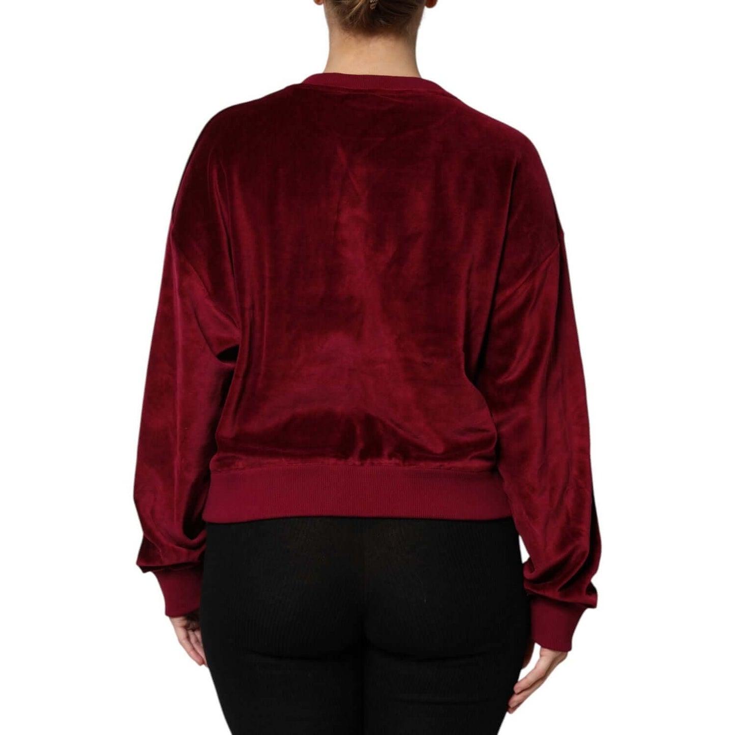 Dolce & Gabbana Red Cotton Velvet Crew Neck Pullover Sweater TSH90490-36