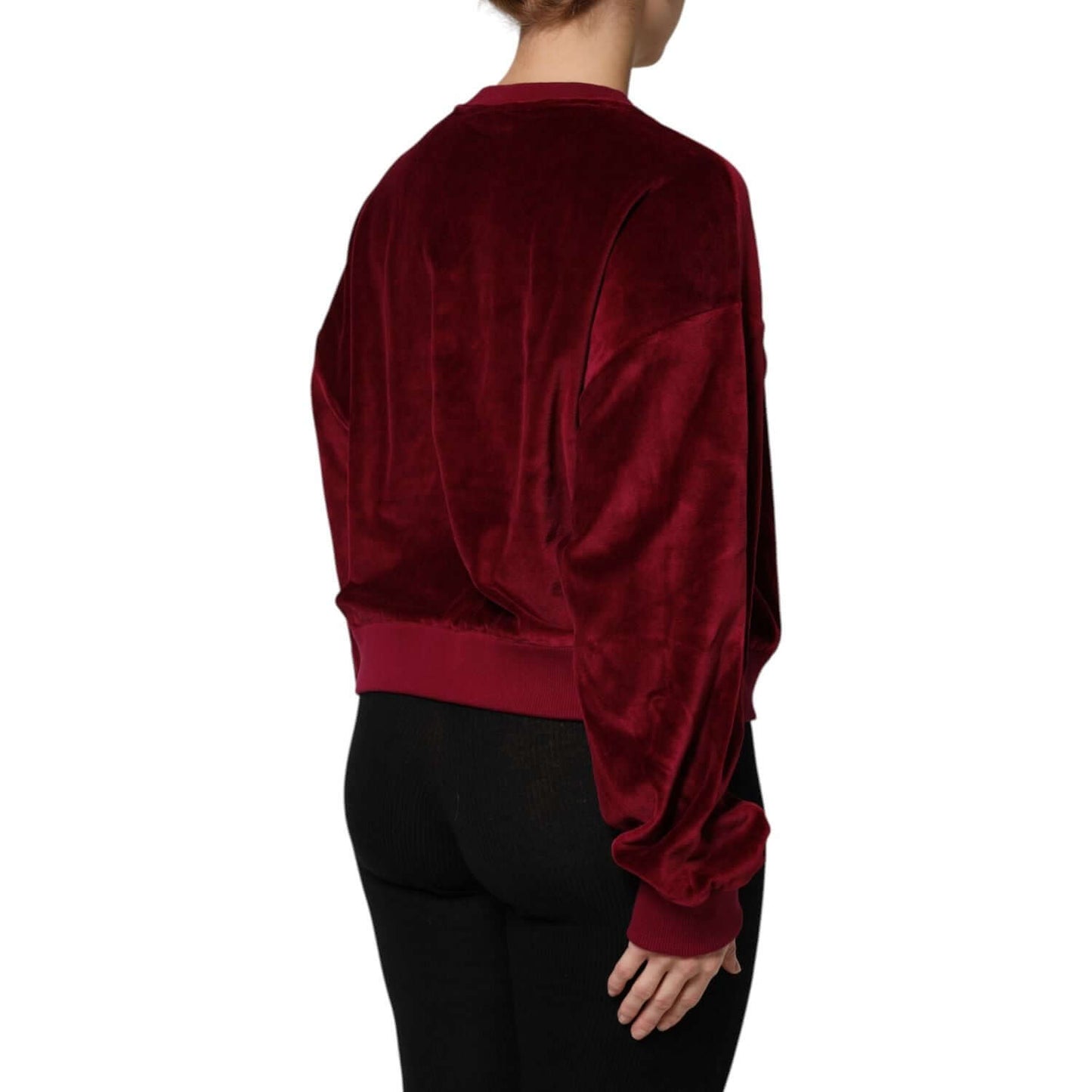 Dolce & Gabbana Red Cotton Velvet Crew Neck Pullover Sweater TSH90490-36