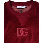 Dolce & Gabbana Red Cotton Velvet Crew Neck Pullover Sweater TSH90490-36