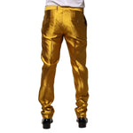 Dolce & Gabbana Yellow Silk Tapered Dress Men Pants PAN76439-50