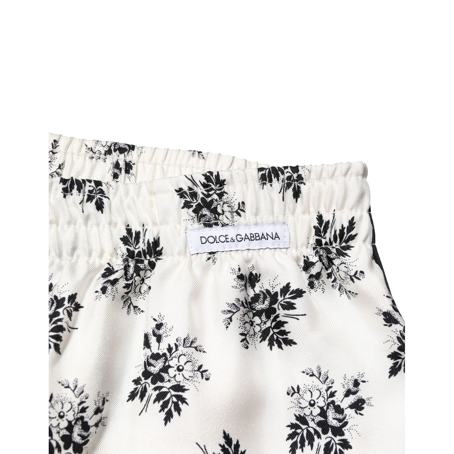 Dolce & Gabbana White Floral Silk Casual Lounge Pants Dolce & Gabbana