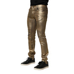 Dolce & Gabbana Gold Tattered Cotton Stretch Slim Denim Jeans PAN76482-48