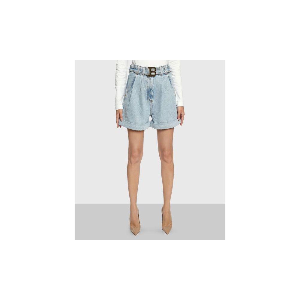 Balmain Blue Cotton Short BA-15449-IT38|XS