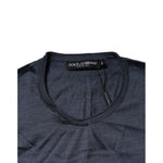 Dolce & Gabbana Dark Blue Silk Crew Neck Sweatshirt Sweater TSH90546-50