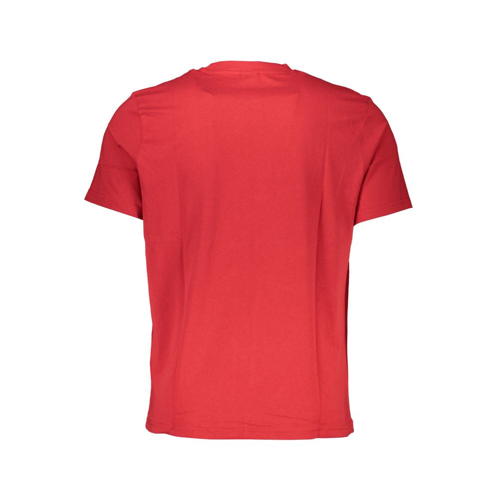 Back view of North Sails Red Cotton T-Shirt with short sleeves and crew neck featuring a printed logo.
