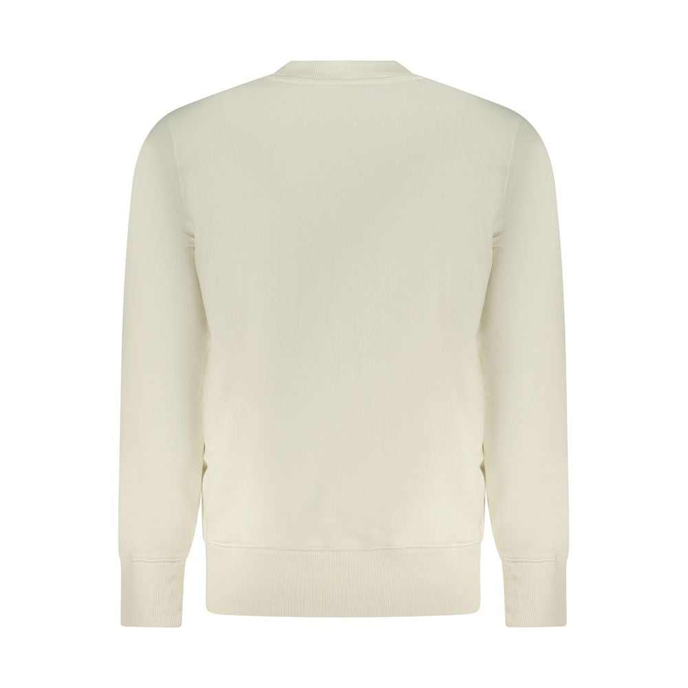 Calvin Klein Beige Cotton Men Sweater, showcasing a comfortable and stylish design for transitional weather. Sustainable and iconic fashion choice.