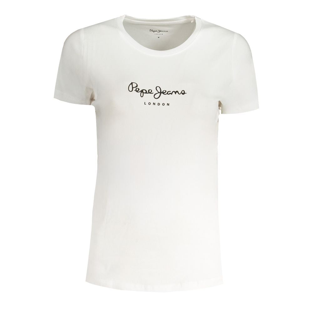 Pepe Jeans White Cotton Tops & T-Shirt PE-31354-L