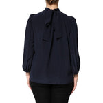 Dolce & Gabbana Blue Silk Mock Neck Long Sleeves Blouse Top TSH906731-40