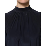 Dolce & Gabbana Blue Silk Mock Neck Long Sleeves Blouse Top TSH906731-40