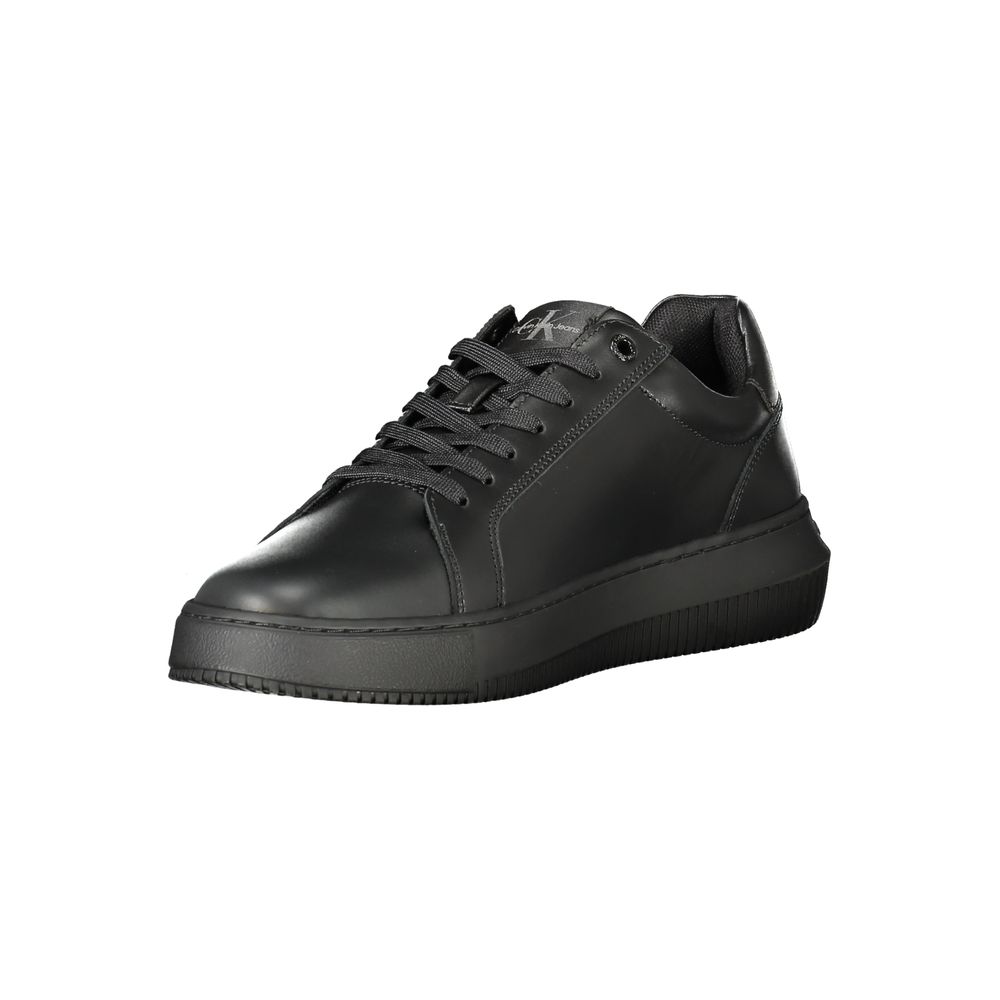 Calvin Klein Black Polyester Sneaker with laces, logo, contrast details, removable footbed, 50% recycled thermoplastic rubber