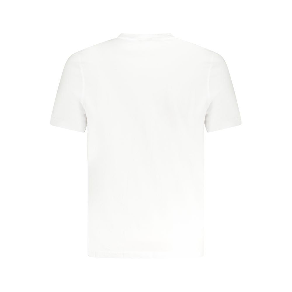 Back view of K-WAY White Cotton T-Shirt, short sleeve, crew neck, with pocket and logo application.