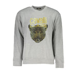 Cavalli Class Elegant Gray Crew Neck Designer Sweatshirt CA-28866-S