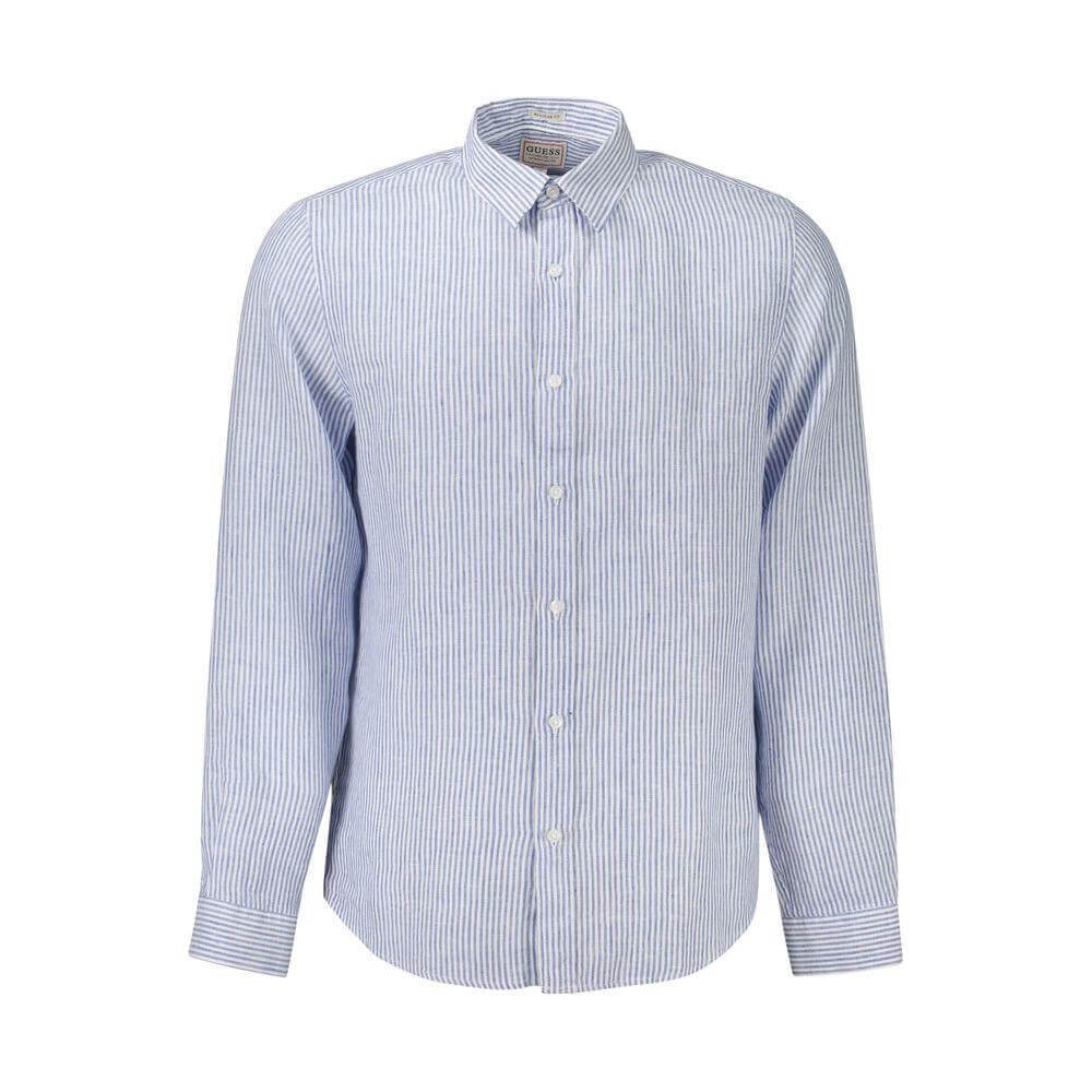 Guess Jeans Blue Linen Men Shirt GU-33445-M