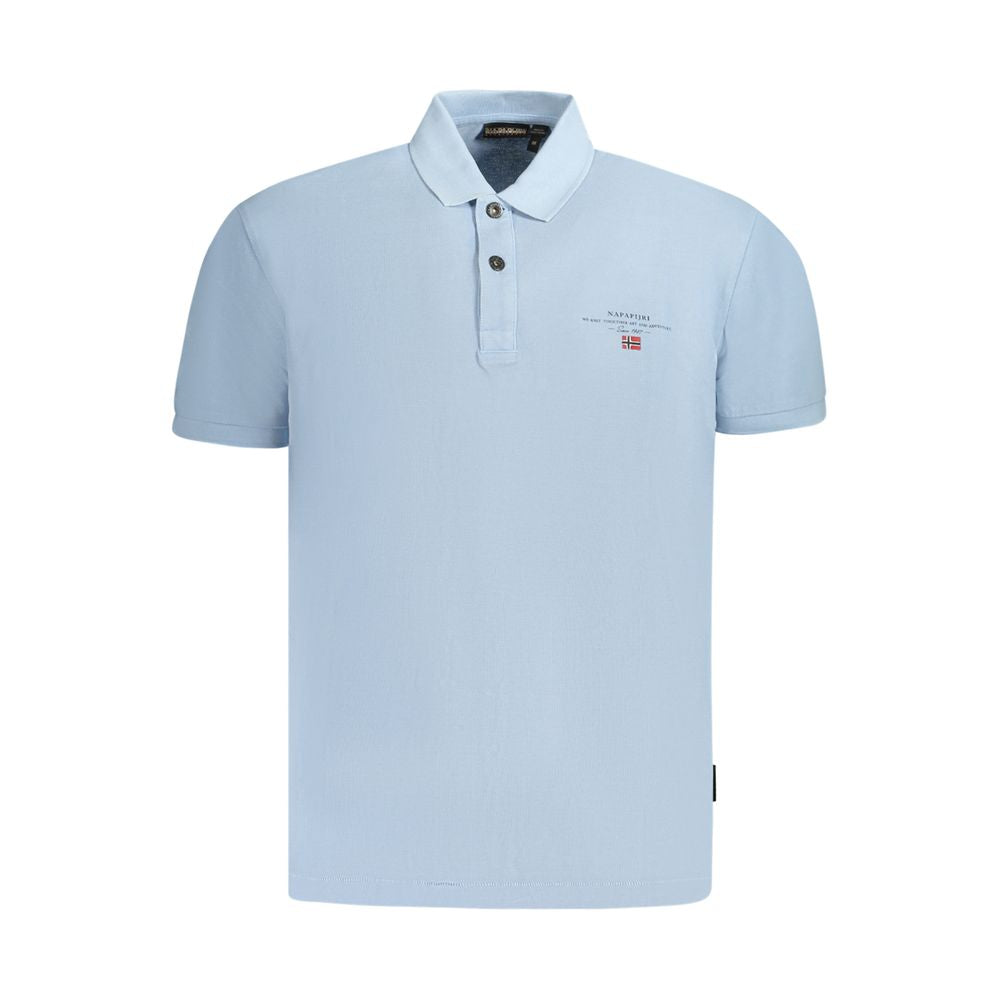 Napapijri Light Blue Cotton Men Polo Shirt NA-35696-S