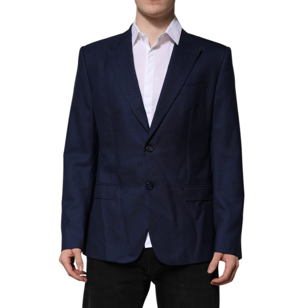 Dolce & Gabbana Blue Wool Single Breasted Suit Coat Blazer JKT41459-54