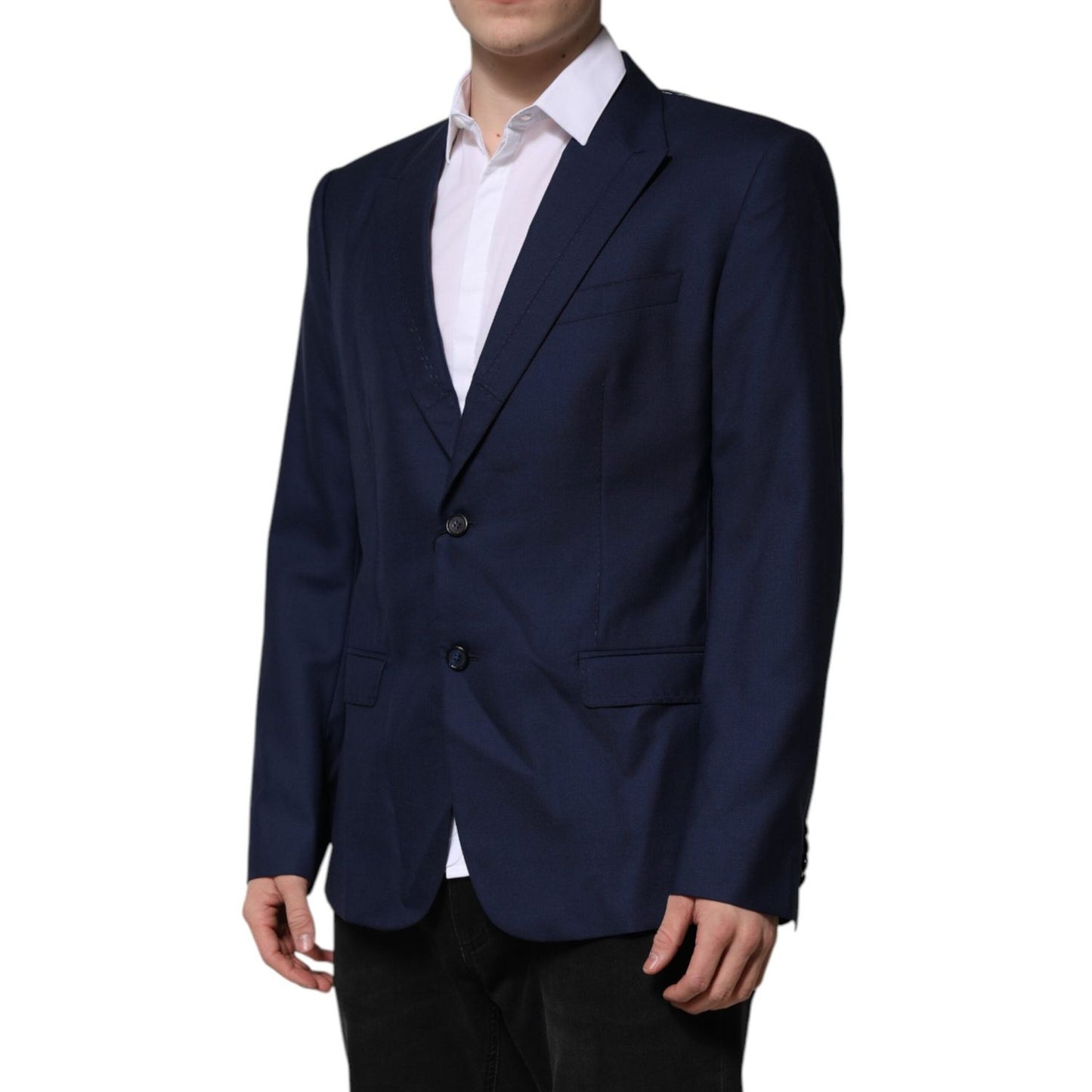 Dolce & Gabbana Blue Wool Single Breasted Suit Coat Blazer JKT41459-54