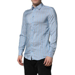 Dolce & Gabbana Blue Striped MARTINI Long Sleeves Dress Shirt TSH906768-38