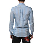 Dolce & Gabbana Blue Striped MARTINI Long Sleeves Dress Shirt TSH906768-38