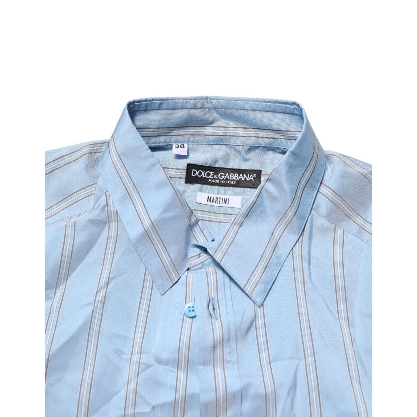 Dolce & Gabbana Blue Striped MARTINI Long Sleeves Dress Shirt TSH906768-38