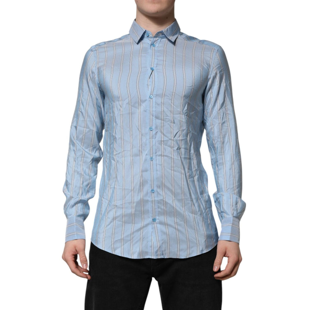 Dolce & Gabbana Blue Striped MARTINI Long Sleeve Dress Shirt TSH906769-39