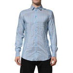 Dolce & Gabbana Blue Striped MARTINI Long Sleeve Dress Shirt TSH906769-39