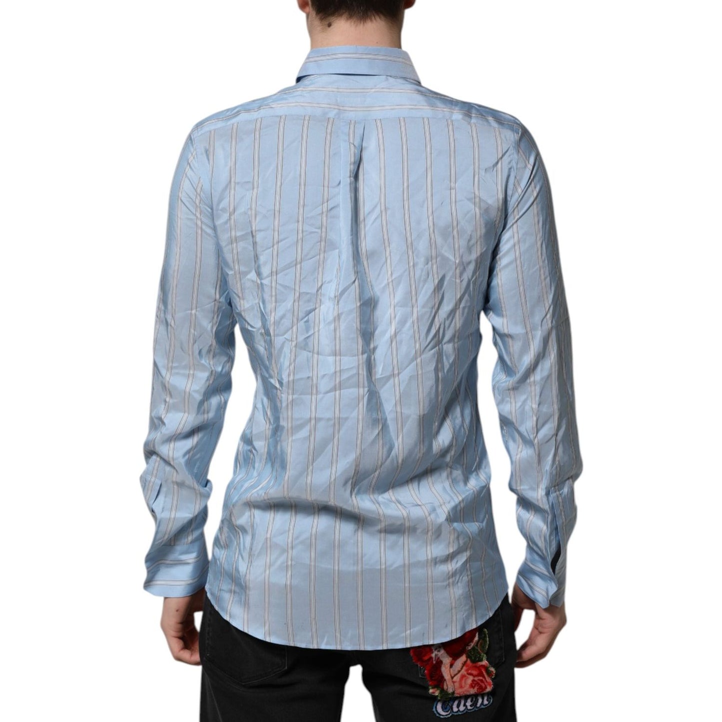 Dolce & Gabbana Blue Striped MARTINI Long Sleeve Dress Shirt TSH906769-39