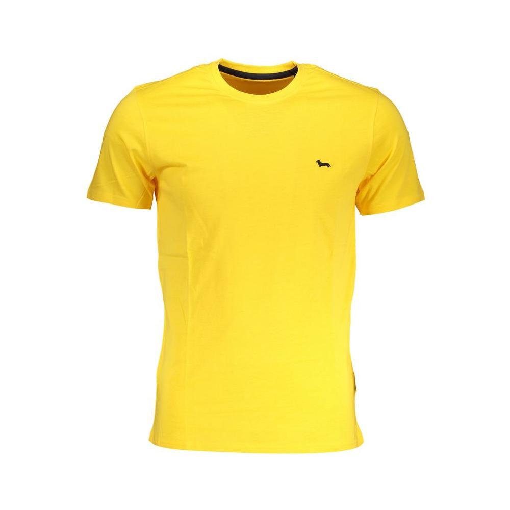Harmont & Blaine yellow cotton t-shirt with short sleeves, narrow fit, crew neck, and embroidery logo.