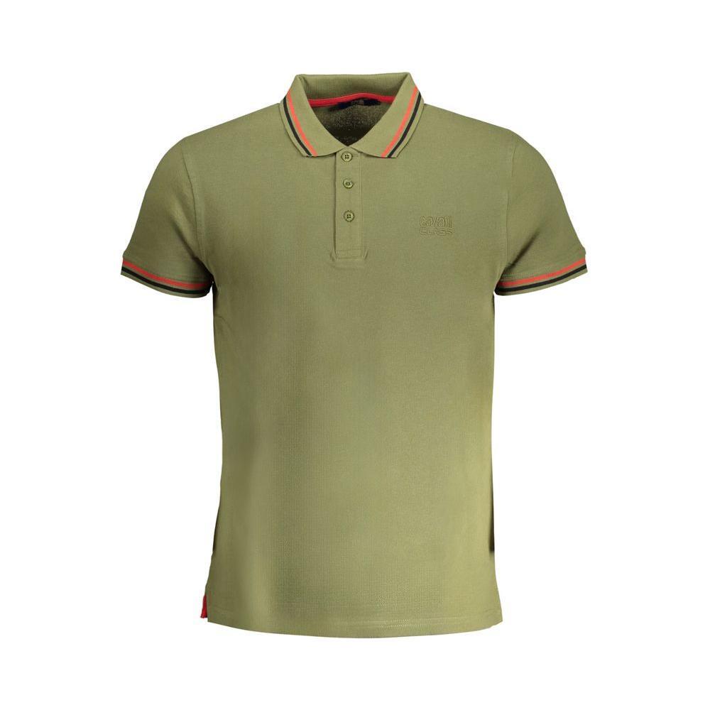 Cavalli Class Green Cotton Polo Shirt CA-30273-M
