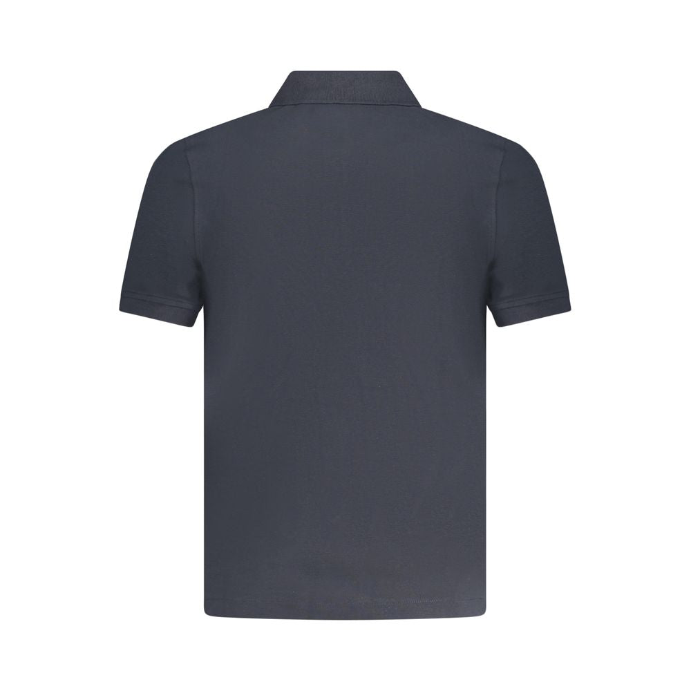 Back view of K-WAY Blue Cotton Polo Shirt with short sleeves, two buttons, and logo application.