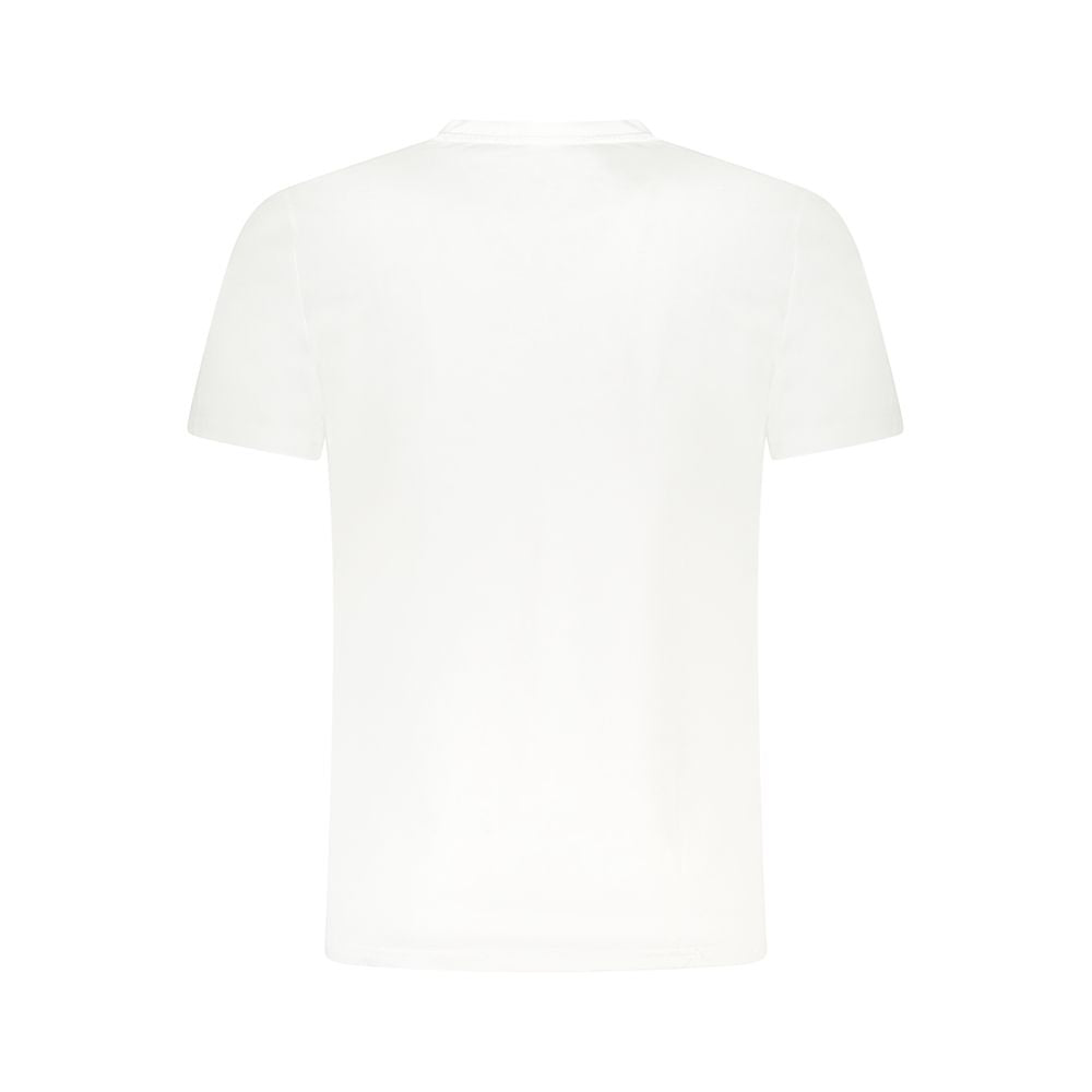 Back view of Cavalli Class White Cotton Men T-Shirt showcasing short sleeves and breathable fabric.