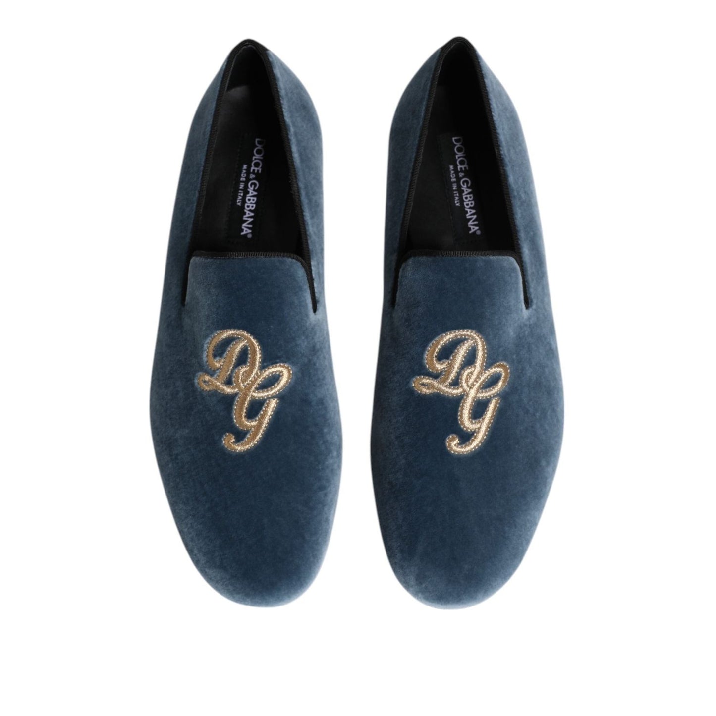 Dolce & Gabbana Blue Velvet DG Logo Loafers Formal Shoes MV7361-41