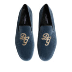 Dolce & Gabbana Blue Velvet DG Logo Loafers Formal Shoes MV7361-41