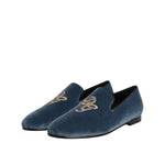 Dolce & Gabbana Blue Velvet DG Logo Loafers Formal Shoes MV7361-41