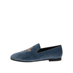 Dolce & Gabbana Blue Velvet DG Logo Loafers Formal Shoes MV7361-41