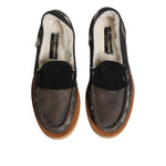 Dolce & Gabbana Brown White Calfskin Leather Loafers Shoes MV7323-42