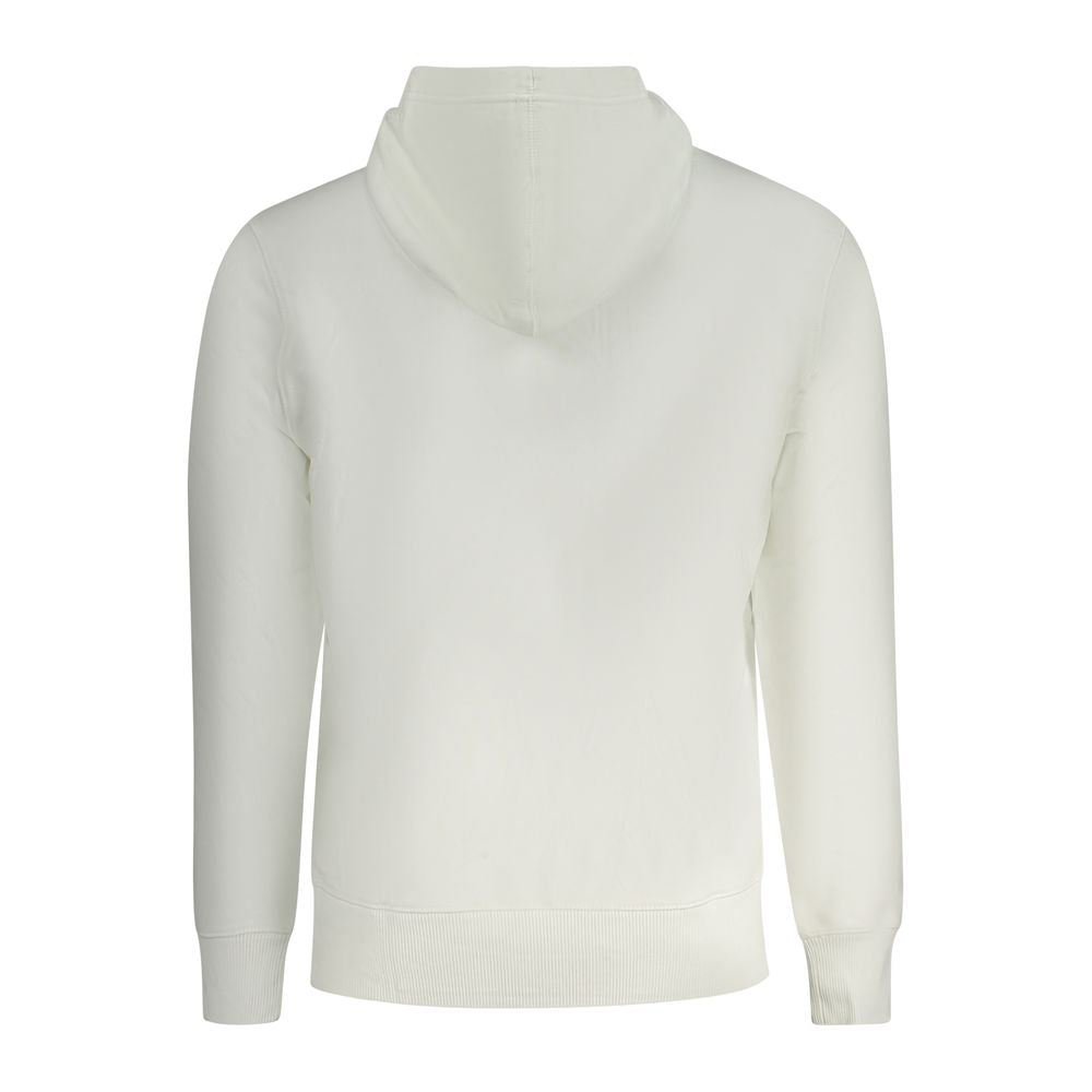Calvin Klein White Cotton Men Sweater showcasing back view with hood and premium fabric