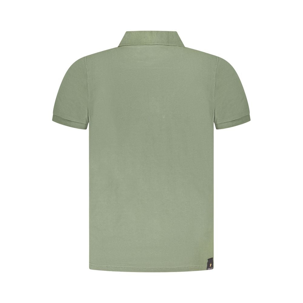 Back view of Accademia Militare Green Cotton Polo Shirt with short sleeves and three buttons.