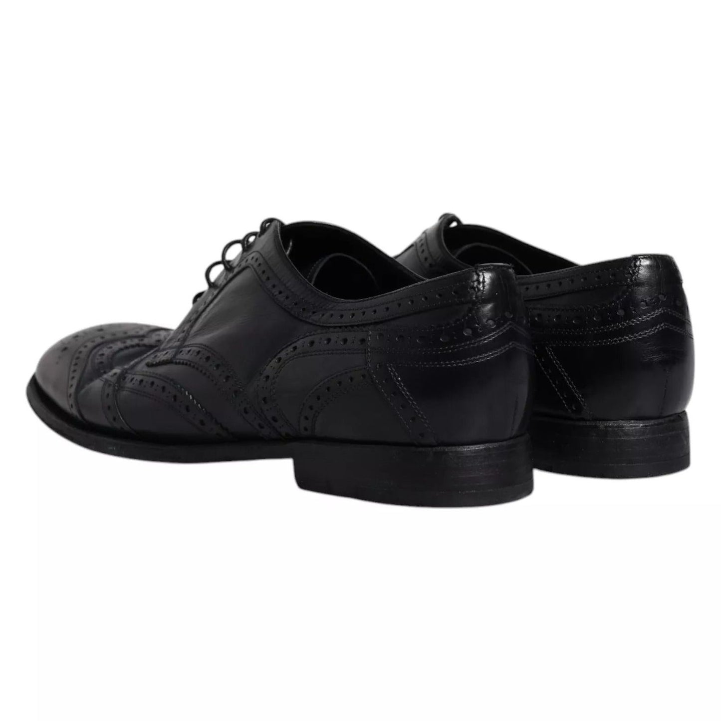 Dolce & Gabbana Dark Blue Leather Derby Wingtip Formal Shoes MV6459-44