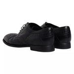 Dolce & Gabbana Dark Blue Leather Derby Wingtip Formal Shoes MV6459-44