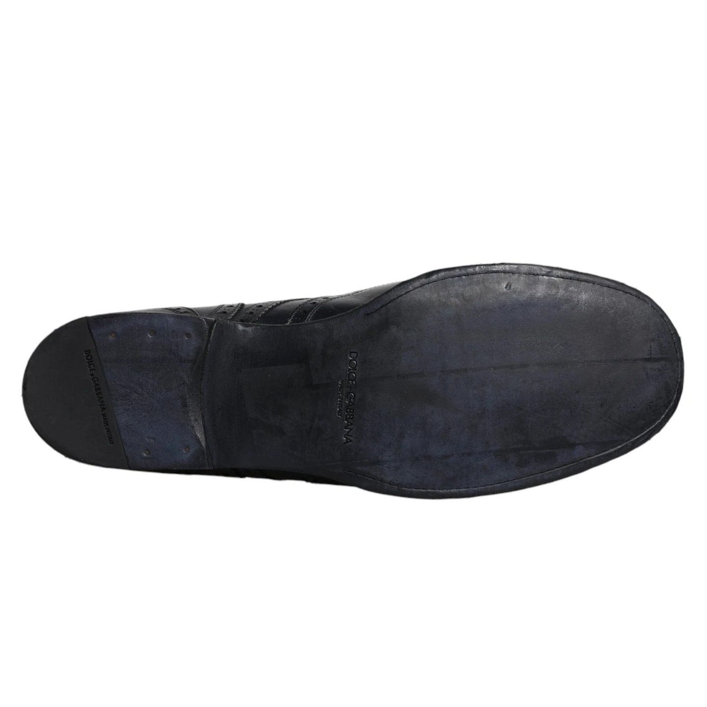 Dolce & Gabbana Dark Blue Leather Derby Wingtip Formal Shoes MV6459-44