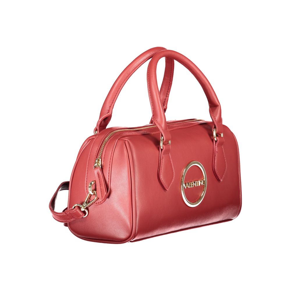 Mario Valentino Red Polyethylene Handbag with handles and shoulder strap, featuring internal pockets and a logo, zip closure