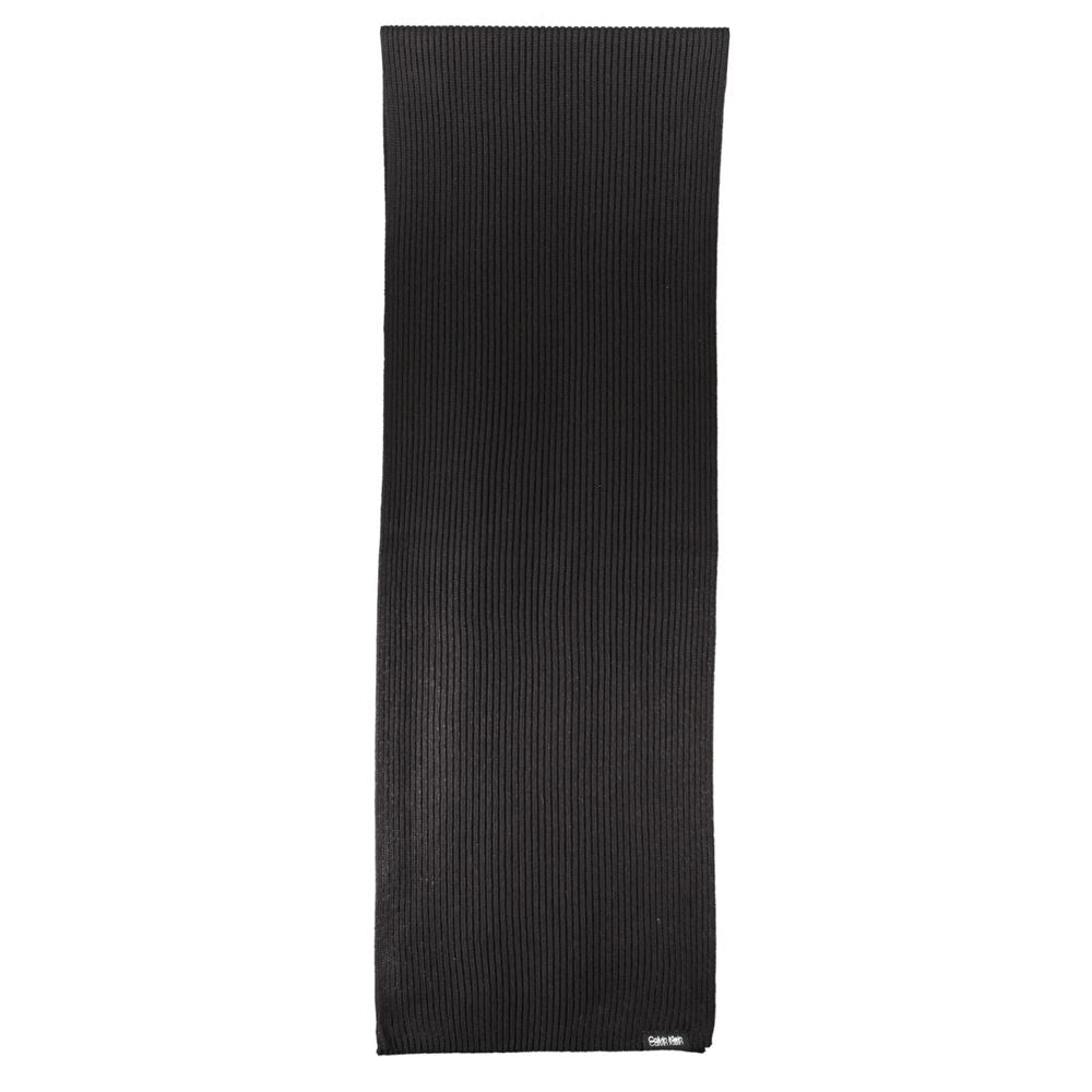 Calvin Klein Black Cotton Scarf, 30x160 cm with logo, stylish and elegant design