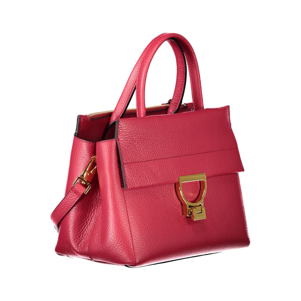 Coccinelle Red Leather Handbag with adjustable strap, two handles, zip closure, Arlettis design, stylish and functional design.