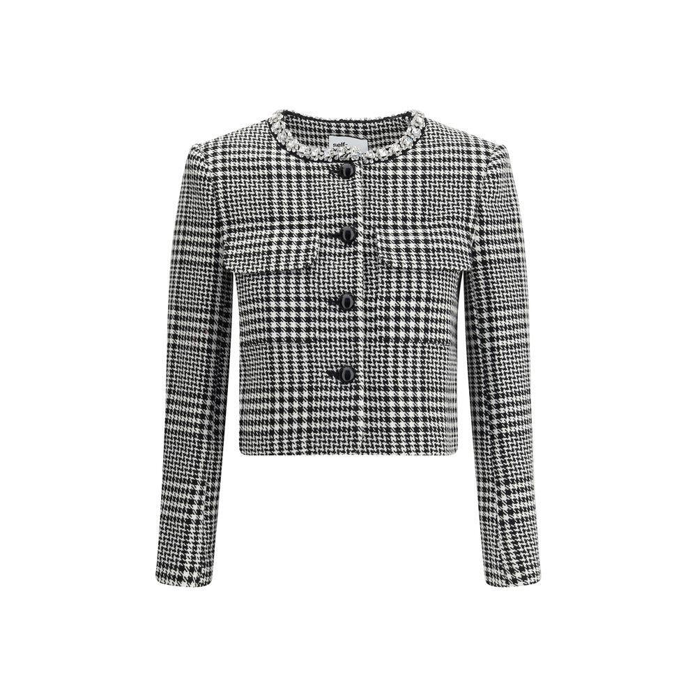 Self-Portrait Check Blazer SE-PF25111JBWBLACKANDWH-8